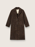 Women's single-breasted cocoon coat in wool with jacquard motif