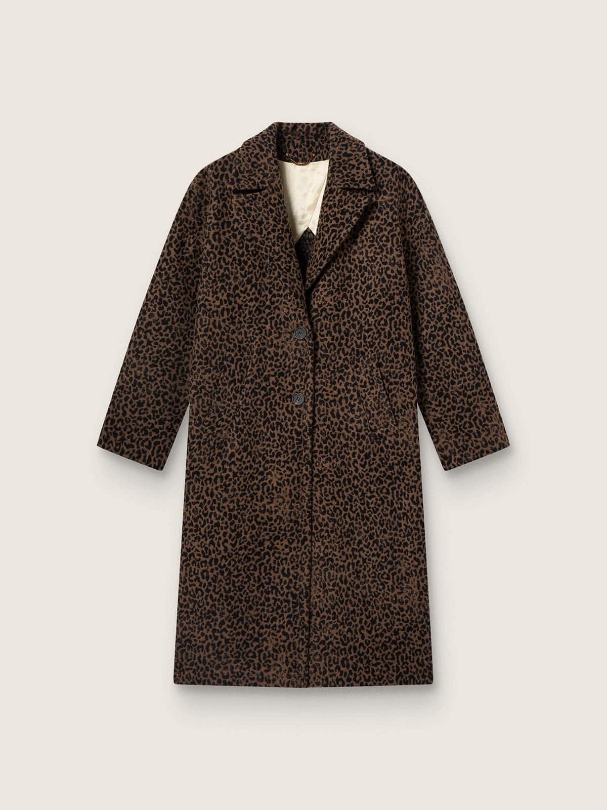 Women's single-breasted cocoon coat in wool with jacquard motif