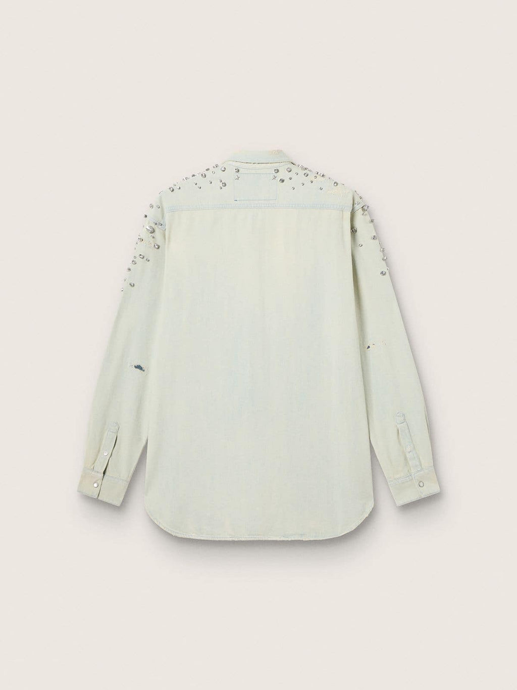 Women's bleached boyfriend shirt with cabochon crystals