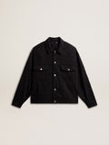Women’s black denim jacket with embroidery