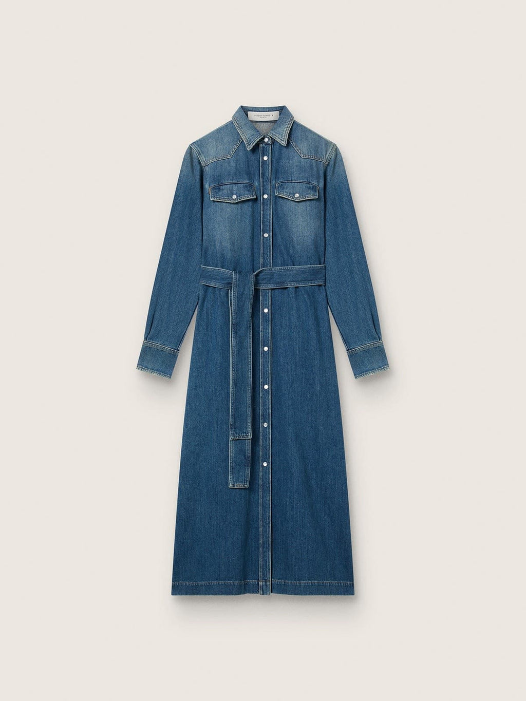 Women's shirt dress in denim with belt