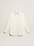 Shirt in vintage white with jacquard design and embroidery