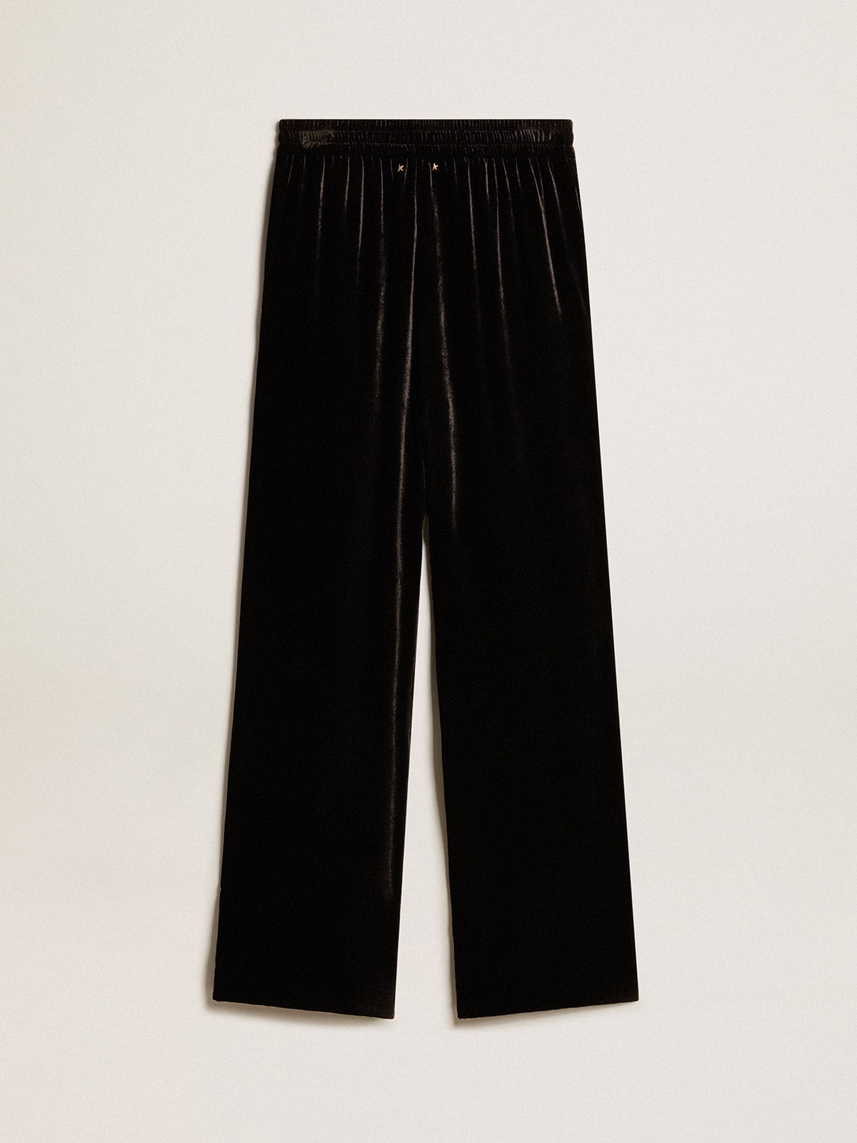 Black joggers with white embroidery