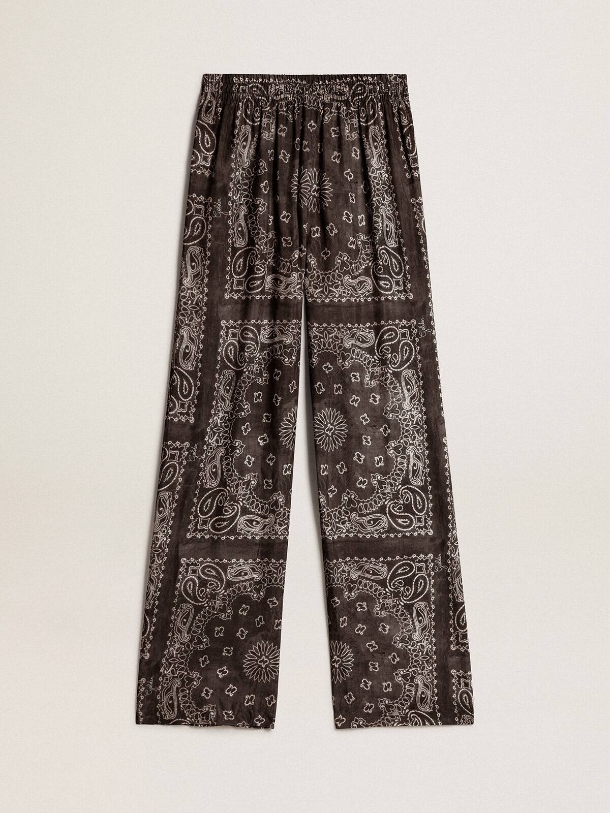 Anthracite-gray joggers with paisley print