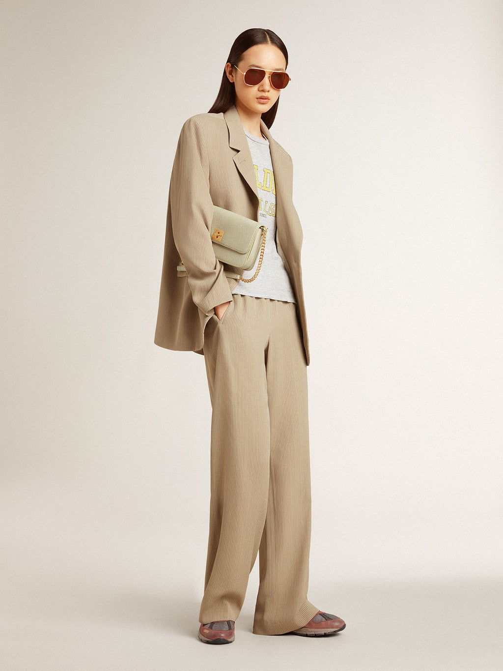 Women's travertine-colored joggers