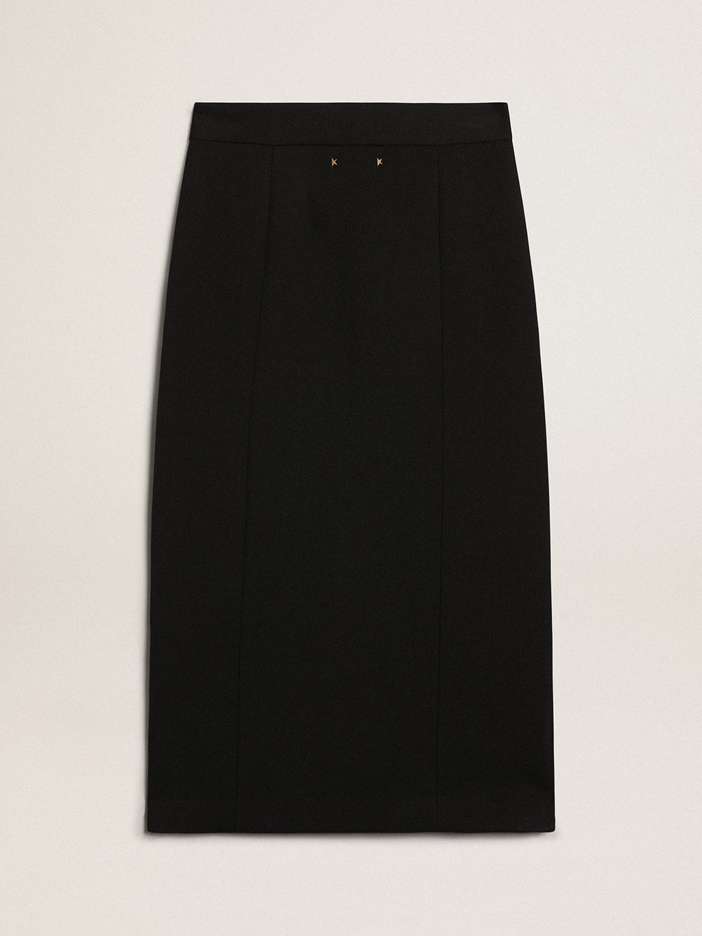 Women's pencil skirt in dark blue wool with gold heraldic buttons