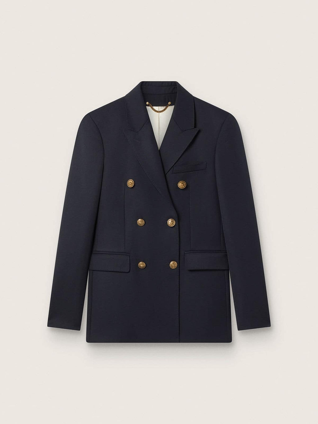 Women's double-breasted dark blue blazer