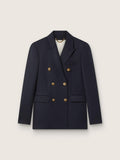 Women's double-breasted dark blue blazer