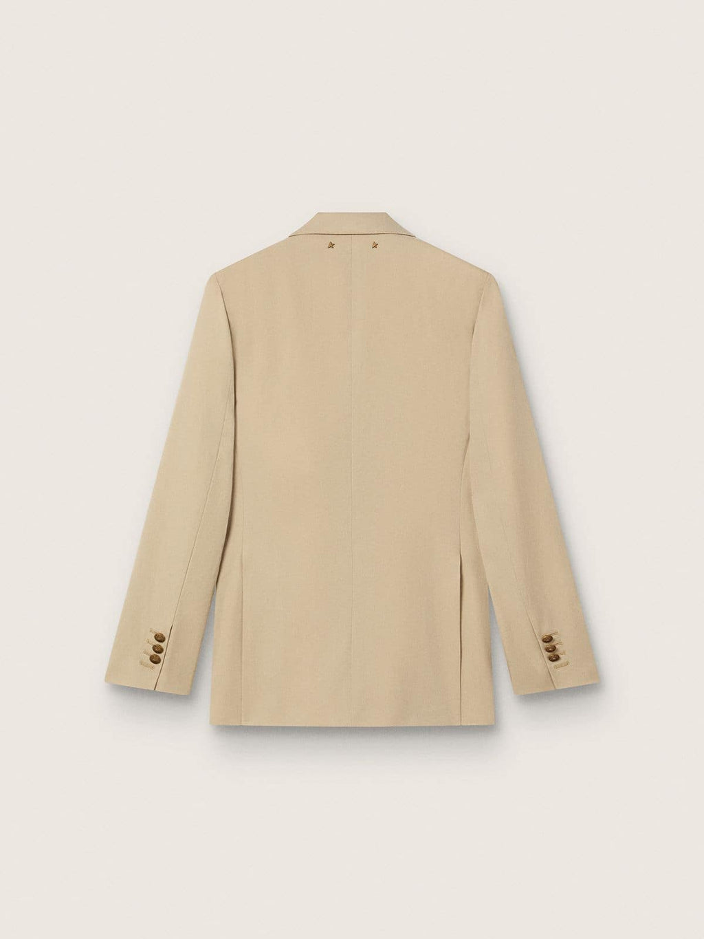 Women’s double-breasted blazer in sand with gold heraldic buttons