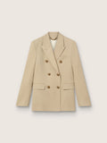 Women’s double-breasted blazer in sand with gold heraldic buttons