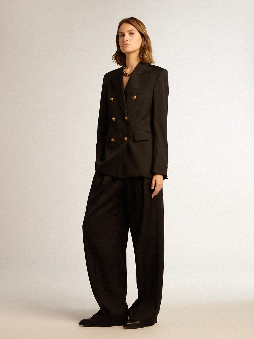 Women’s black double-breasted blazer