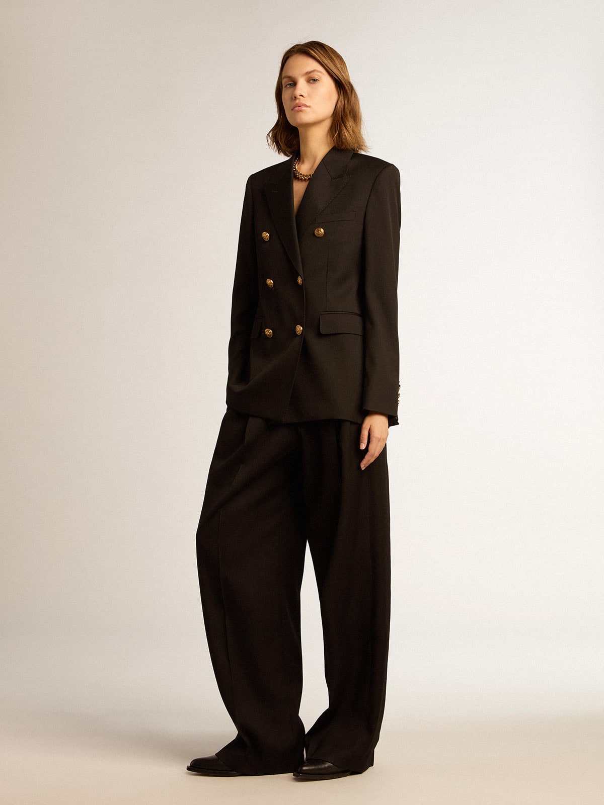 Women’s black double-breasted blazer
