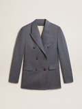 Women's double-breasted blazer in baby blue