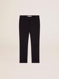 Women's dark blue wool cigarette pants