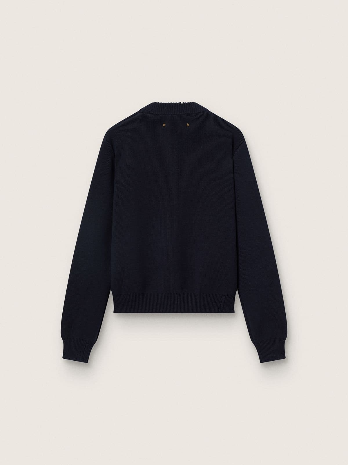 Women’s round-neck sweater in dark blue cotton