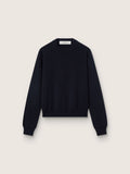 Women’s round-neck sweater in dark blue cotton