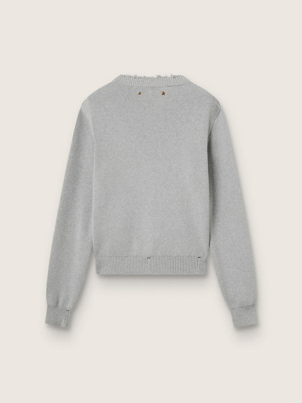 Women's round-neck sweater in gray cotton