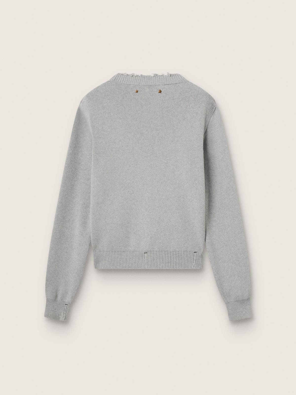 Women's round-neck sweater in gray cotton