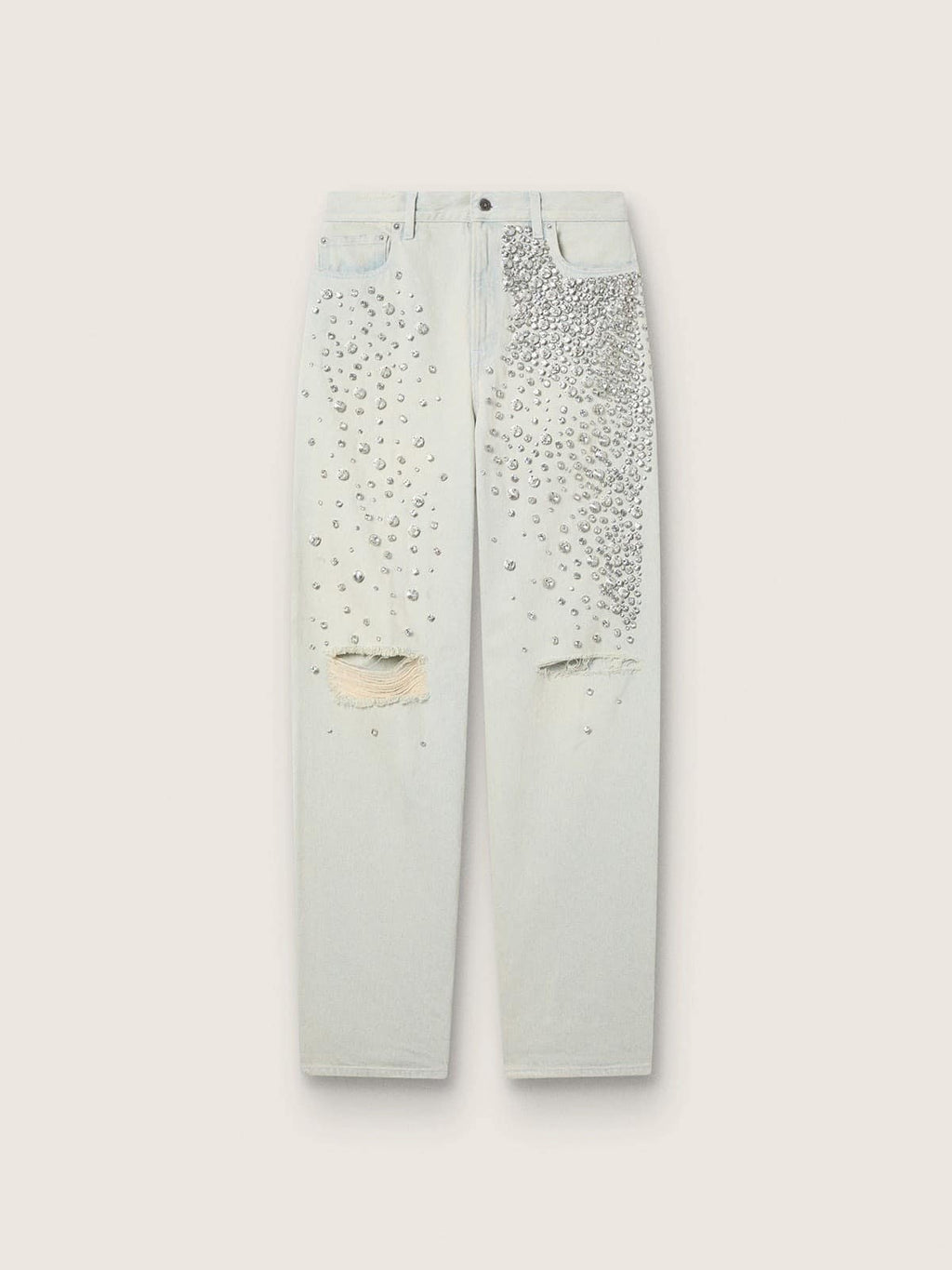 Women's bleached jeans with cabochon crystals
