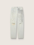 Women's bleached jeans with cabochon crystals