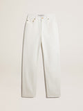 Women's optical white-colored cotton denim pants