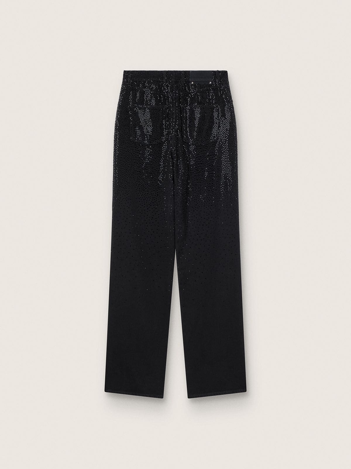 Women’s cotton denim pants with shaded-effect crystal decoration
