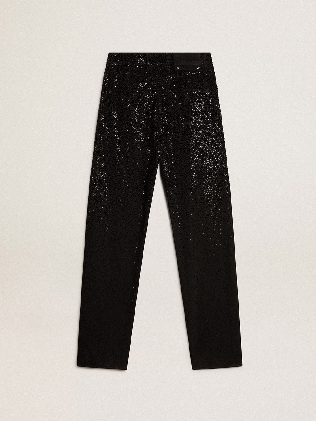 Women’s cotton denim pants with shaded-effect crystal decoration