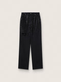 Women’s cotton denim pants with shaded-effect crystal decoration