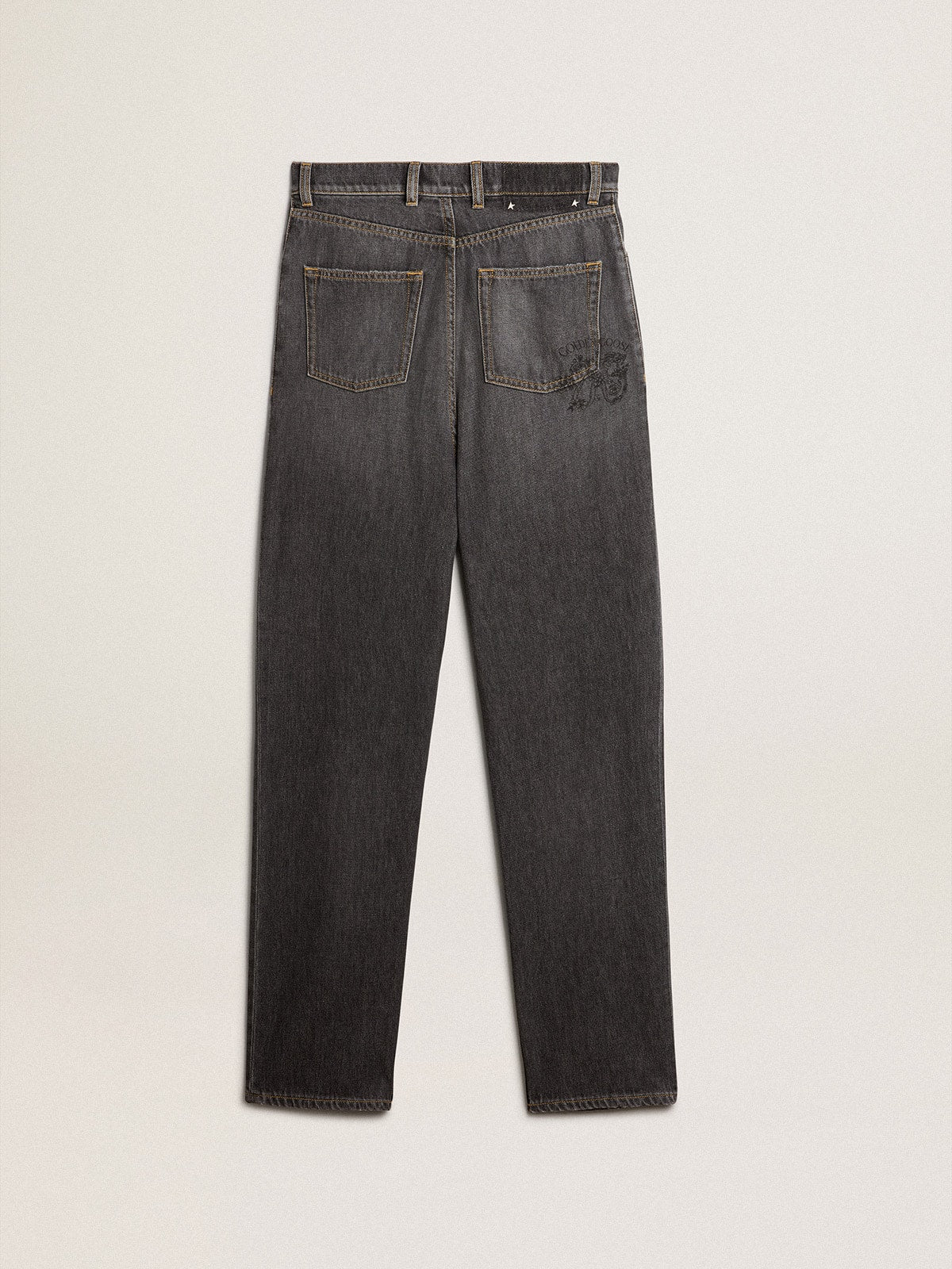 Women’s black jeans with printed pocket