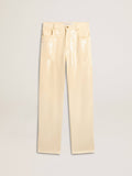 Ecru pants with transparent all-over sequins
