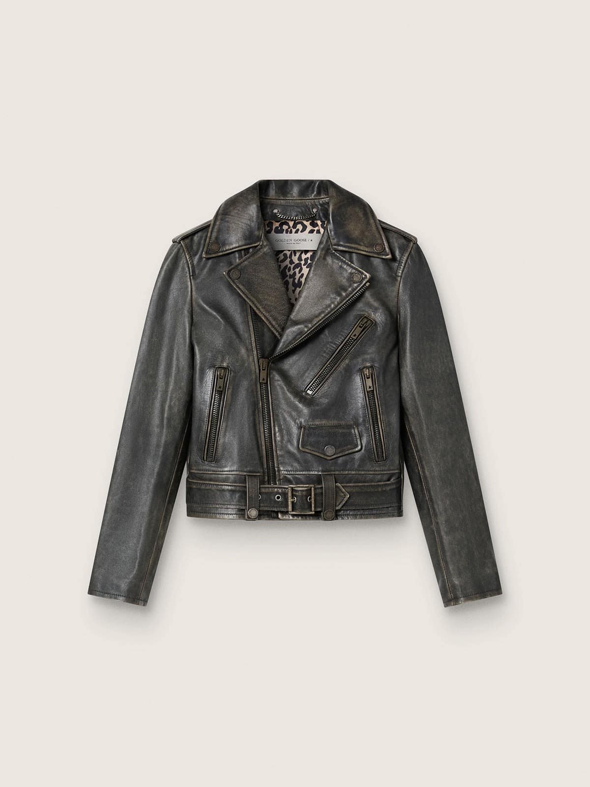 Women’s leather biker jacket