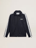 Dark blue zipped sweatshirt with white strip and contrasting stars