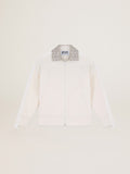 Papyrus white Denise Star Collection zipped sweatshirt with crystal collar