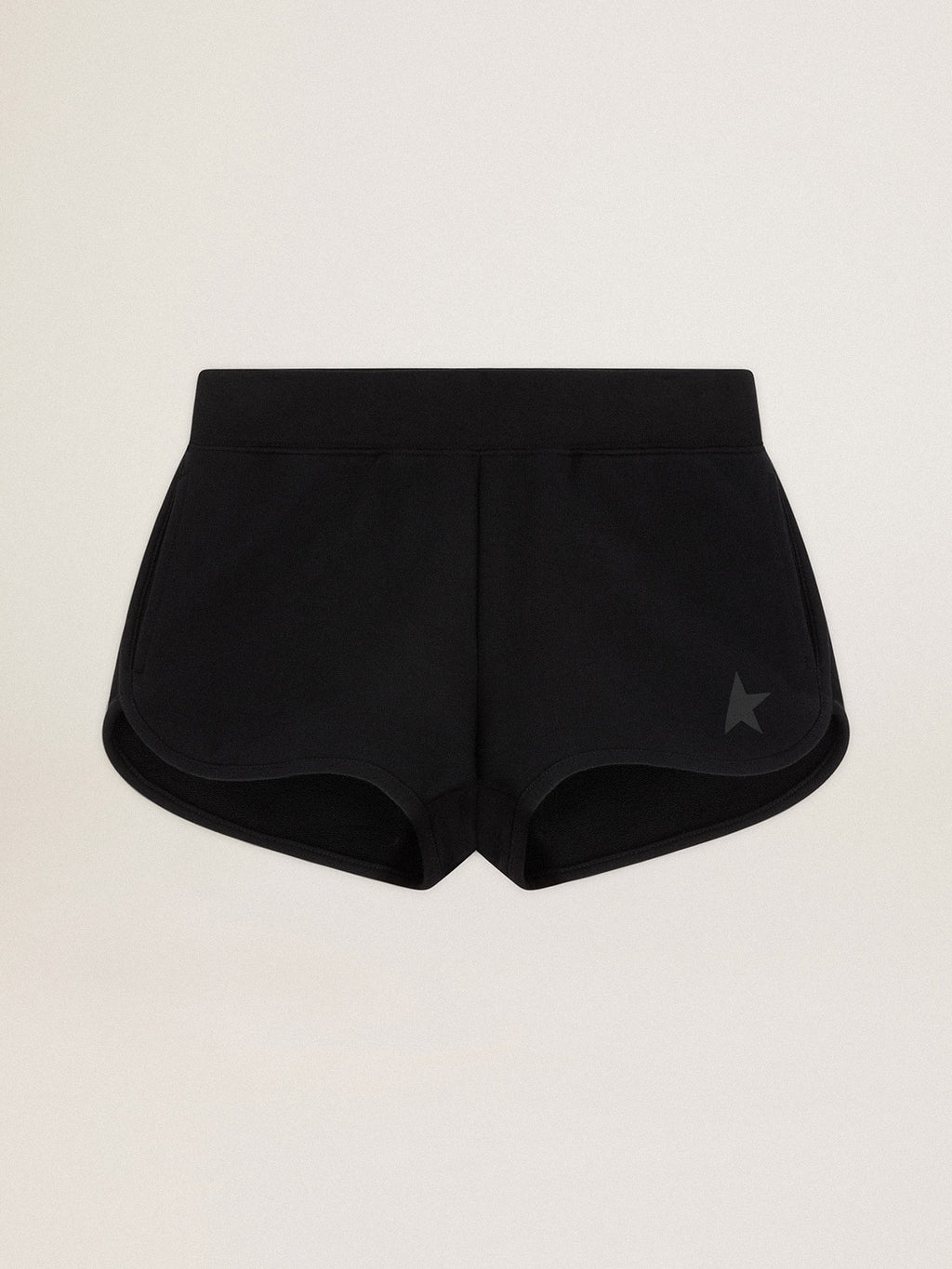 Women's black shorts with tone-on-tone star