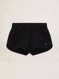 Women's black shorts with tone-on-tone star
