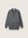 Women's mélange gray cotton cardigan with logo on the back
