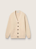 Women’s beige cardigan with 'Golden' lettering on the back