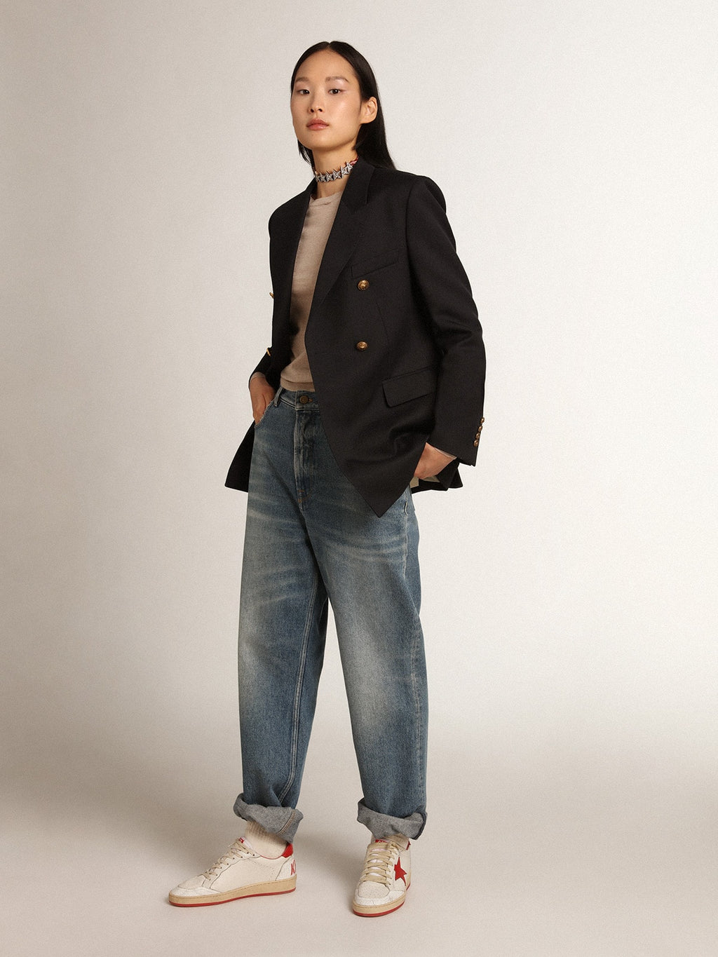 Women's sweater in light brown merino wool