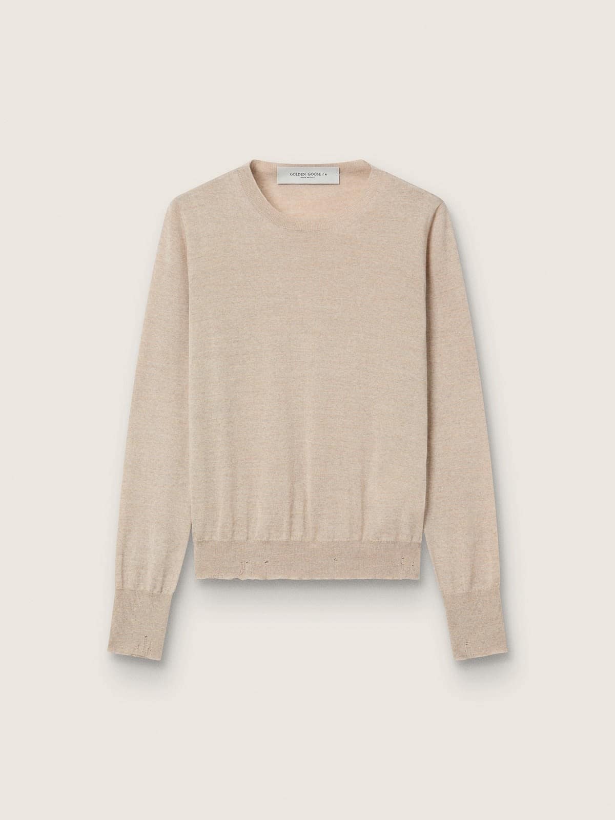 Women's sweater in light brown merino wool