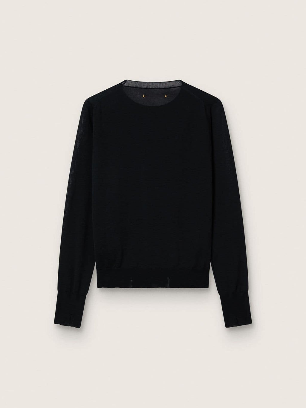 Women's round-neck sweater in black wool