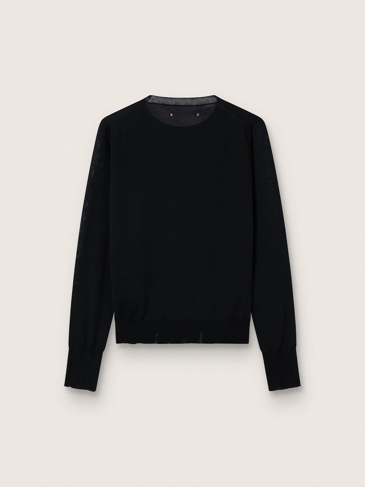 Women's round-neck sweater in black wool