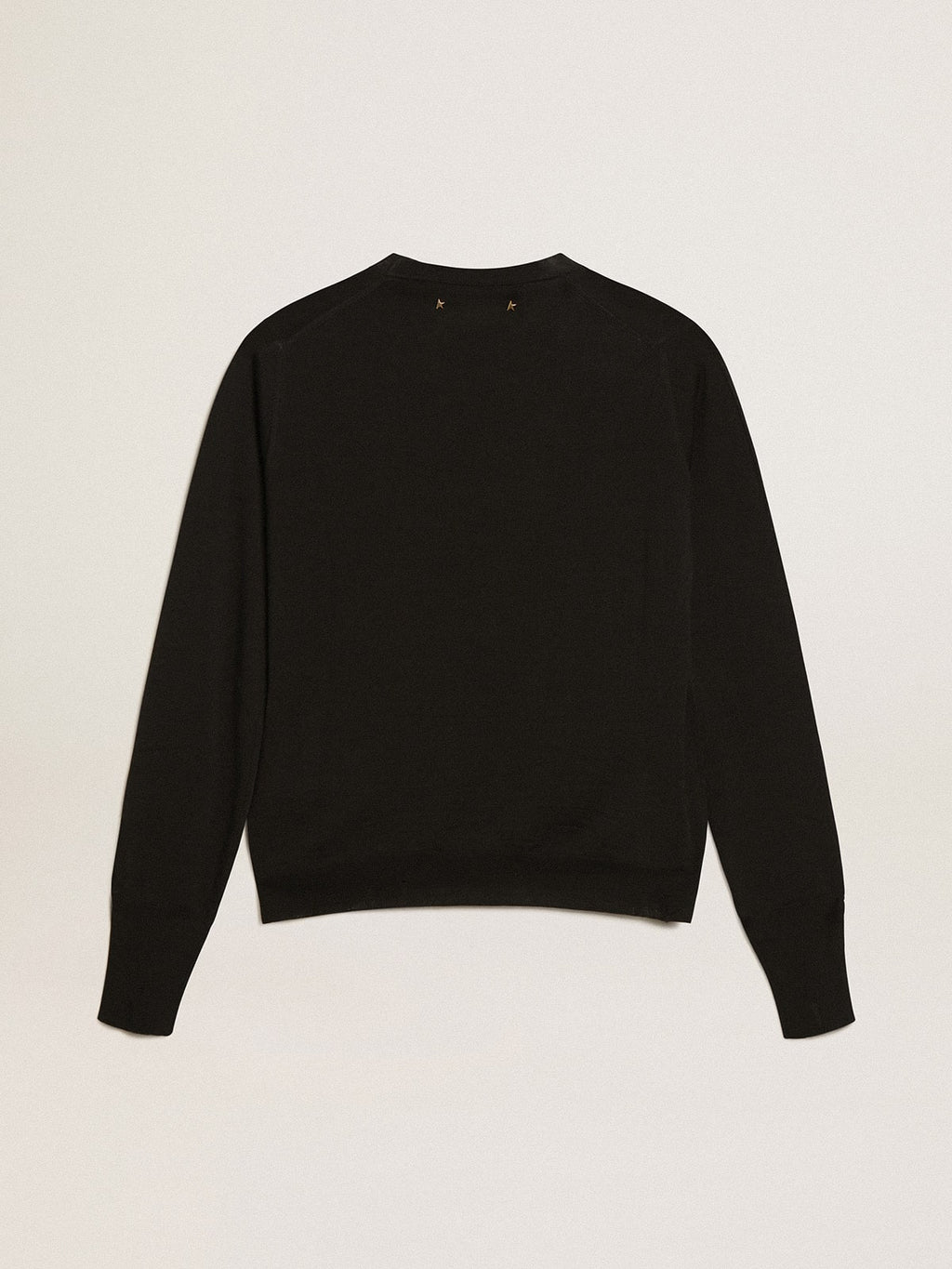 Women's round-neck sweater in black wool