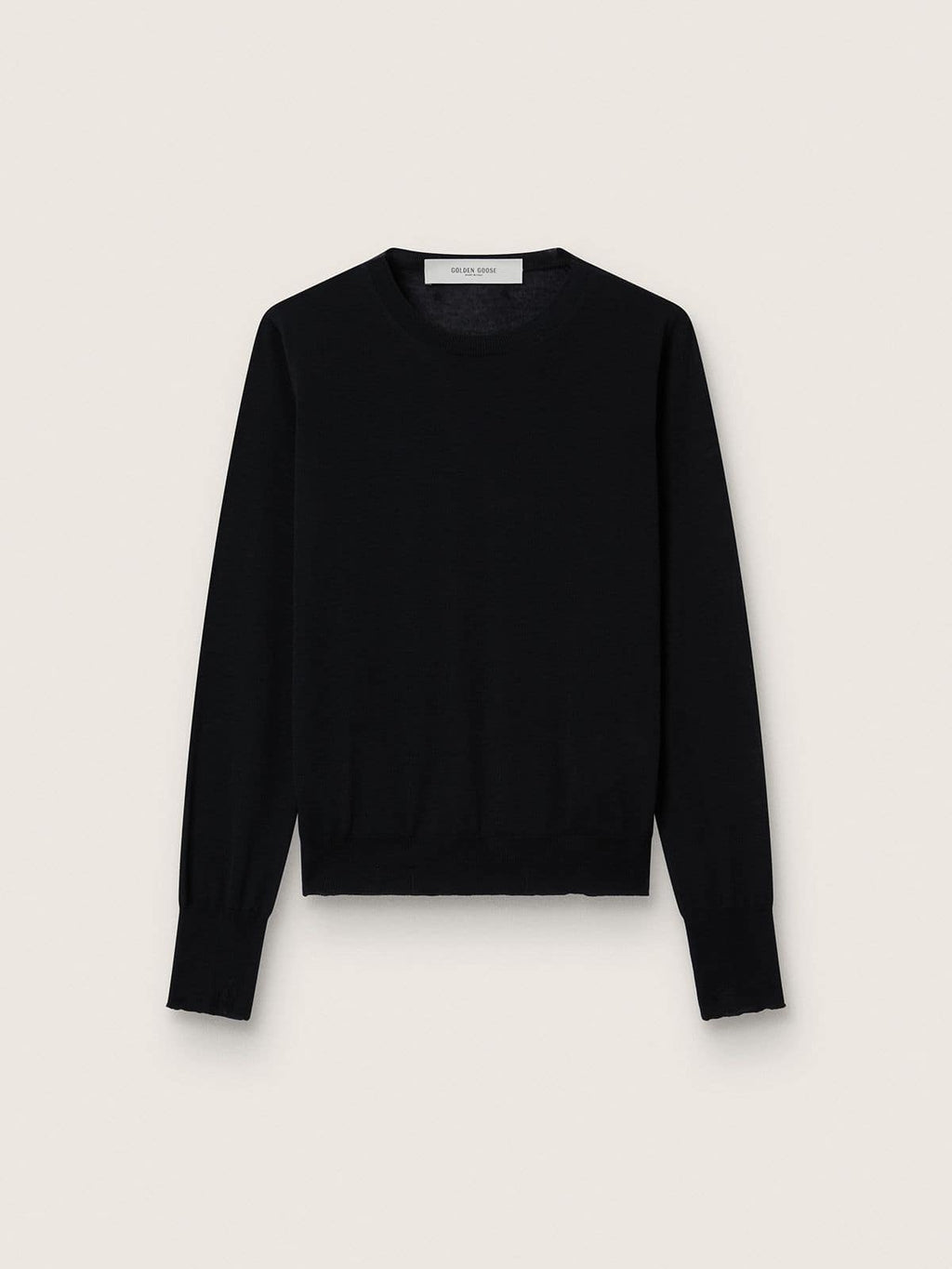 Women's round-neck sweater in black wool