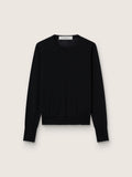 Women's round-neck sweater in black wool