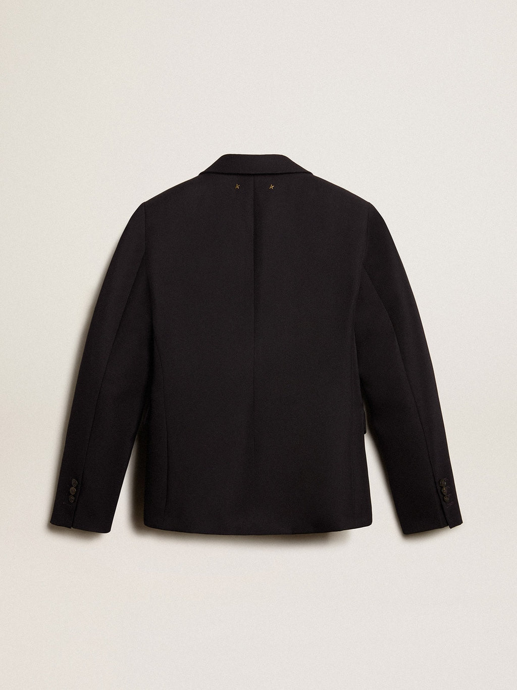 Women’s single-breasted blazer in dark blue wool gabardine