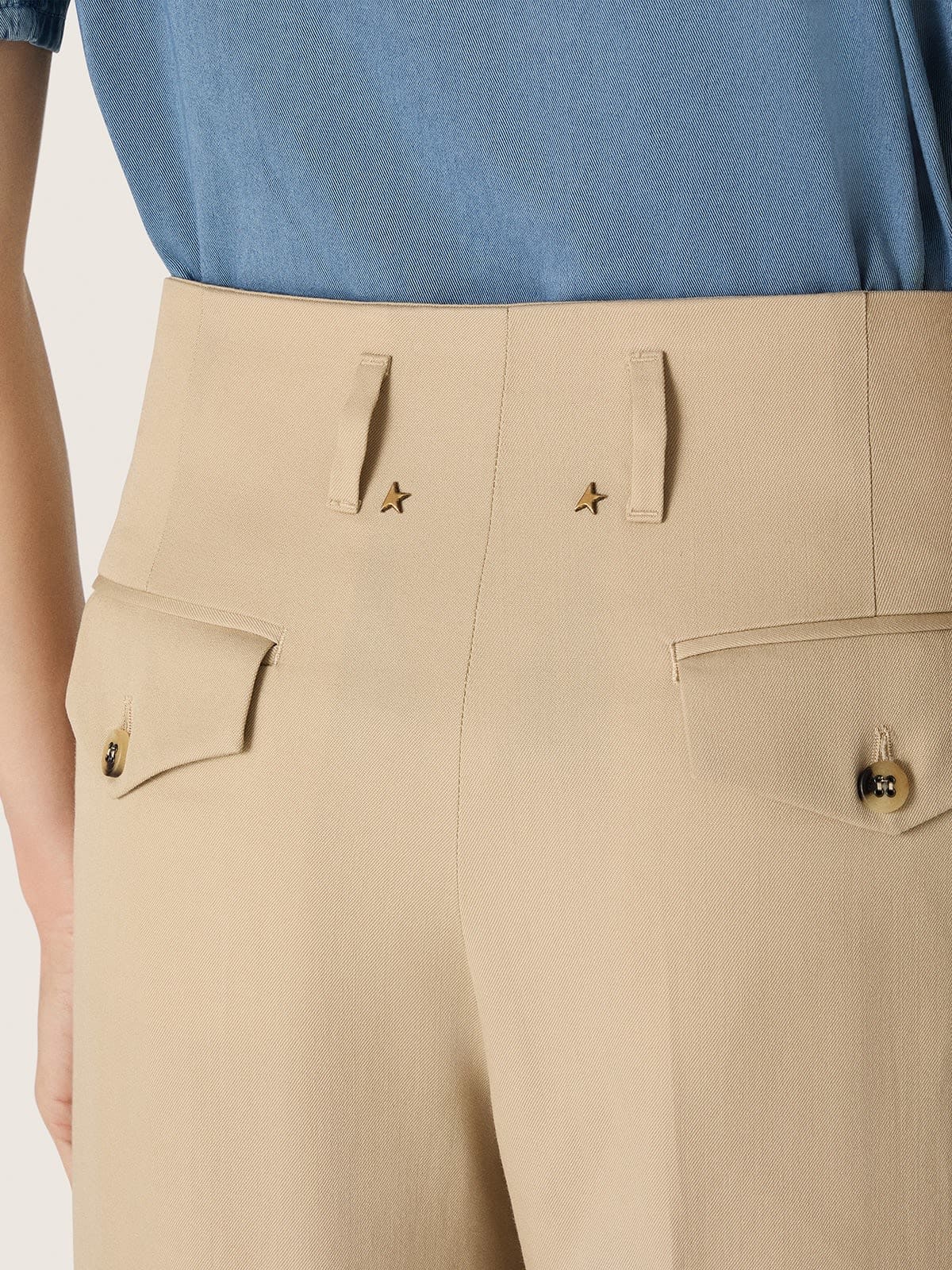 Women’s wool gabardine pants in sand