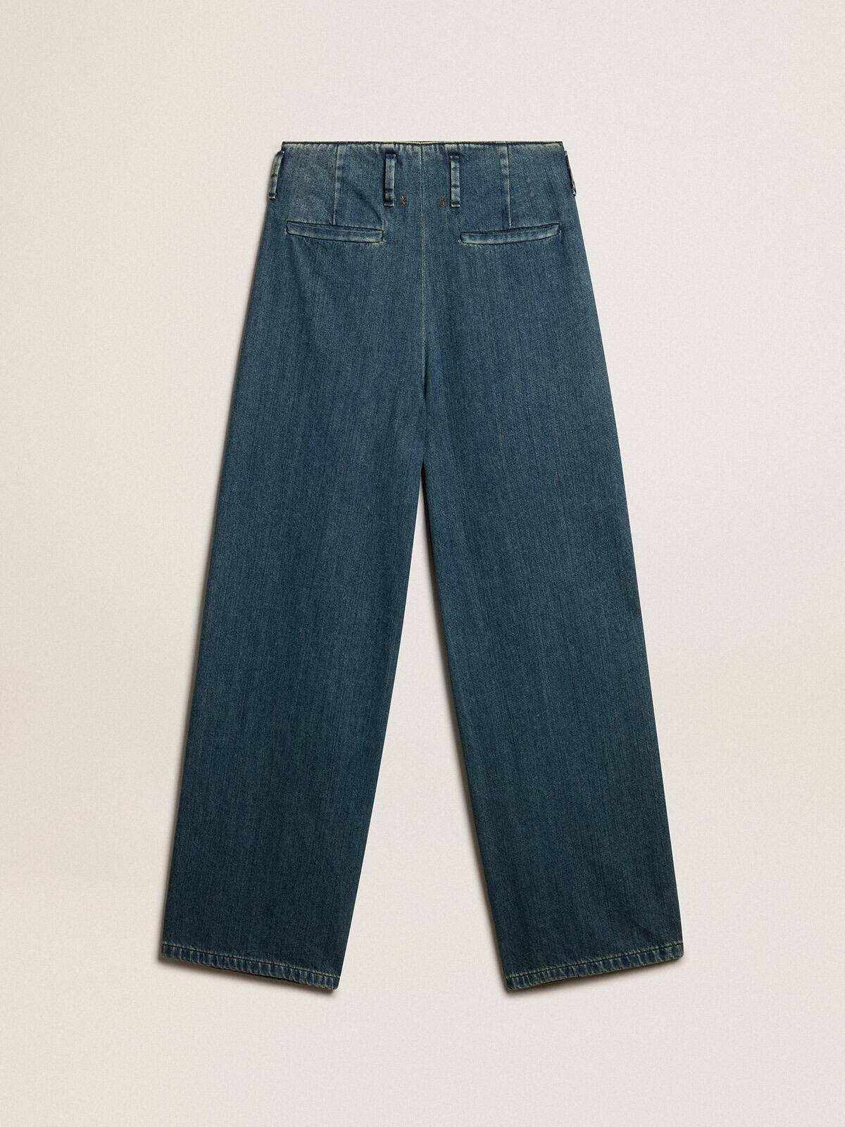 Women’s blue cotton pleated pants