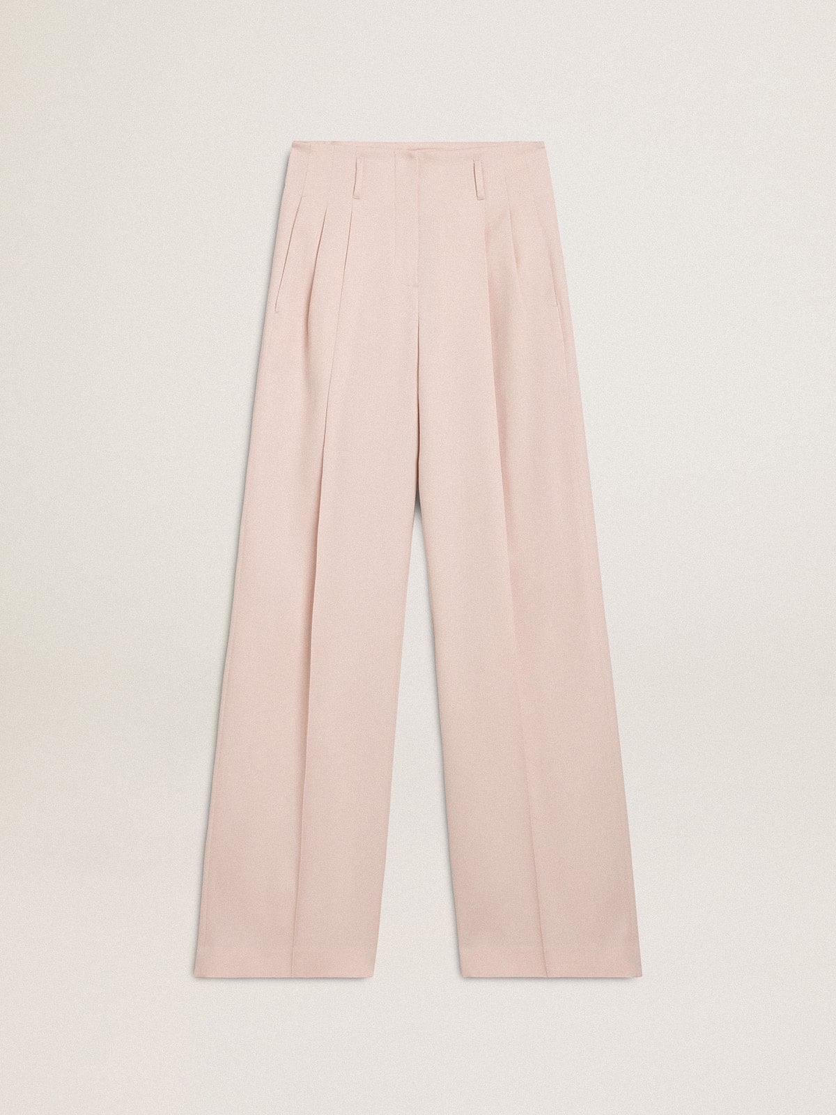 Women's pants in pink tailored wool fabric