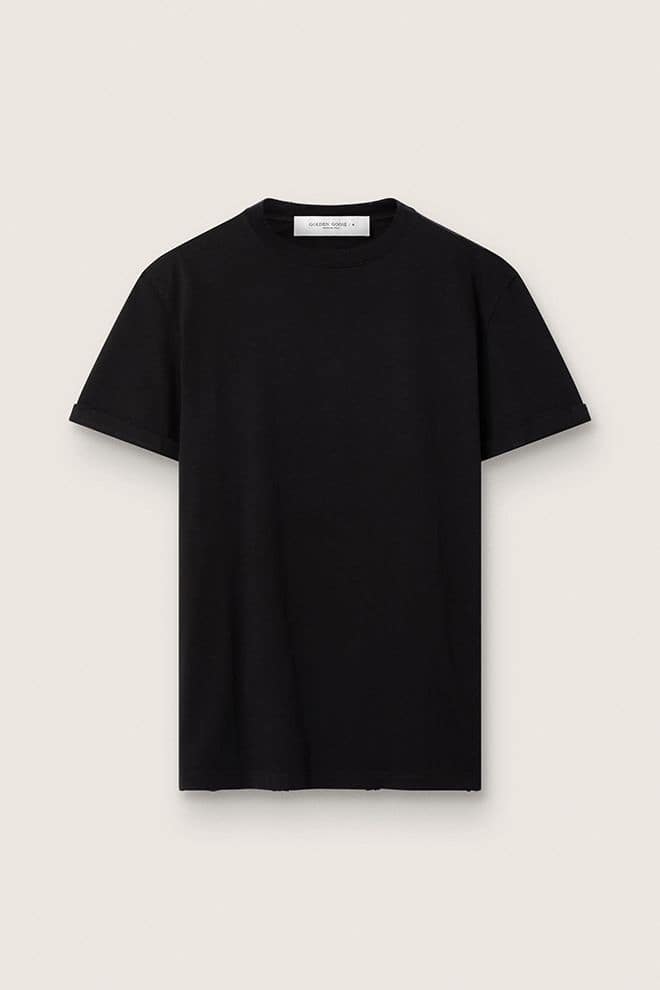 Women’s regular-fit distressed T-shirt in black