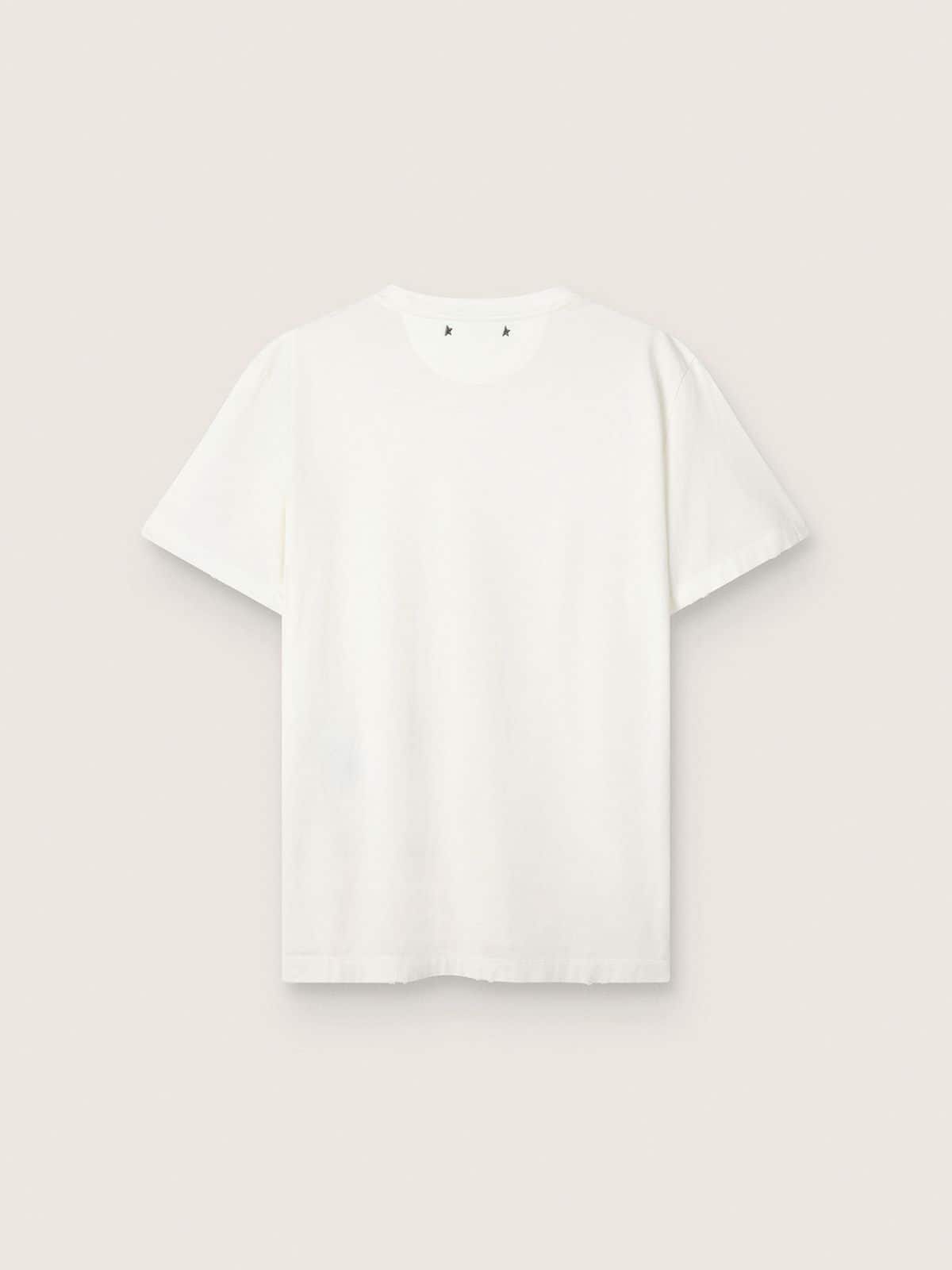 Distressed regular-fit women’s T-shirt in white